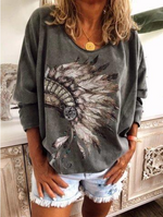 Load image into Gallery viewer, Casual Plus Long Sleeve Printed T Shirt Tops Tunic
