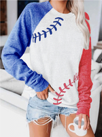 Load image into Gallery viewer, Baseball Lace One The Side Colorblock Women's Sweatshirt
