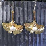 Load image into Gallery viewer, Baroque Pearls Embellished Ginkgo Leaf Earrings
