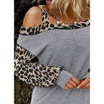 Load image into Gallery viewer, Animal Print One-Shoulder Long Sleeves Casual T-shirts
