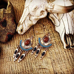 Load image into Gallery viewer, Bohemia Beads Embellished Tassel Turquoise Earrings
