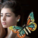 Load image into Gallery viewer, Butterfly Wing Rhinestone Earring
