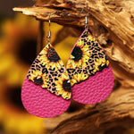 Load image into Gallery viewer, 2 Layered Leopard/Floral Splicing Leather Earrings
