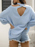 Load image into Gallery viewer, Back Heart Pierced Hollow Neck Halter Strapless Sweater
