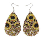 Load image into Gallery viewer, 2 Layered Leopard/Floral Splicing Leather Earrings
