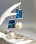 Load image into Gallery viewer, Blue Ocean Stone Pearls Earrings
