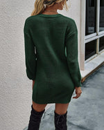 Load image into Gallery viewer, Button Solid Sweater Dress
