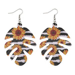 Load image into Gallery viewer, BOHO Leaf Pattern Sunflower Earrings

