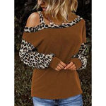 Load image into Gallery viewer, Animal Print One-Shoulder Long Sleeves Casual T-shirts
