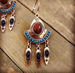 Load image into Gallery viewer, Bohemia Beads Embellished Tassel Turquoise Earrings
