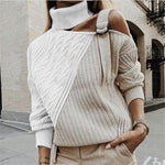 Load image into Gallery viewer, Casual Single Shoulder Collar Pure Color Sweater
