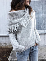 Load image into Gallery viewer, Casual Knitted Solid One Shoulder Sweater
