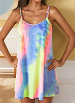 Cargar imagen en el visor de la galería, Casual Color Block Tunic Camisole Neckline Shift Dress
