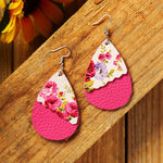 Load image into Gallery viewer, 2 Layered Leopard/Floral Splicing Leather Earrings
