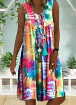 Cargar imagen en el visor de la galería, Casual Floral Tunic V-Neckline A-line Dress
