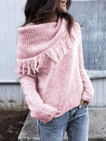 Load image into Gallery viewer, Casual Knitted Solid One Shoulder Sweater
