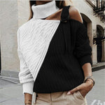 Load image into Gallery viewer, Casual Single Shoulder Collar Pure Color Sweater
