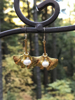 Load image into Gallery viewer, Baroque Pearls Embellished Ginkgo Leaf Earrings
