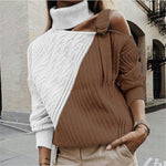 Load image into Gallery viewer, Casual Single Shoulder Collar Pure Color Sweater
