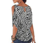 Load image into Gallery viewer, Animal Print Leopard Cold Shoulder 1/2 Sleeves Casual Blouses
