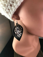 Load image into Gallery viewer, Black and Leopard Leather Earrings
