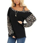 Load image into Gallery viewer, Animal Print One-Shoulder Long Sleeves Casual T-shirts
