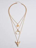 Load image into Gallery viewer, 3 Layered Bull Head Necklace
