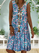 Cargar imagen en el visor de la galería, Casual Floral Tunic V-Neckline A-line Dress
