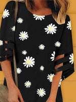 Cargar imagen en el visor de la galería, Black A-Line Floral Printed Casual Holiday Dresses
